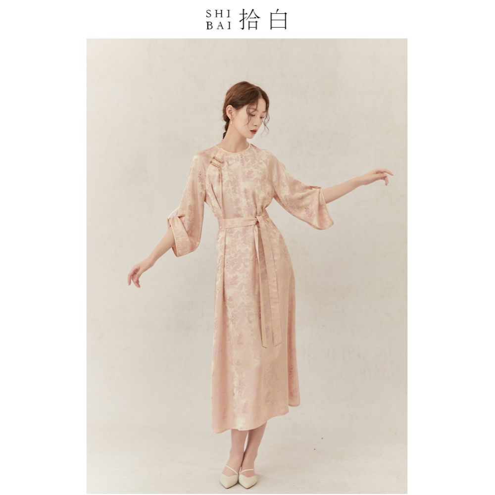 Shibai New Chinese Qingming Shanghe Tu National Style Jacquard Dress Female Original Spring Summer New Improved Long Dress image 5