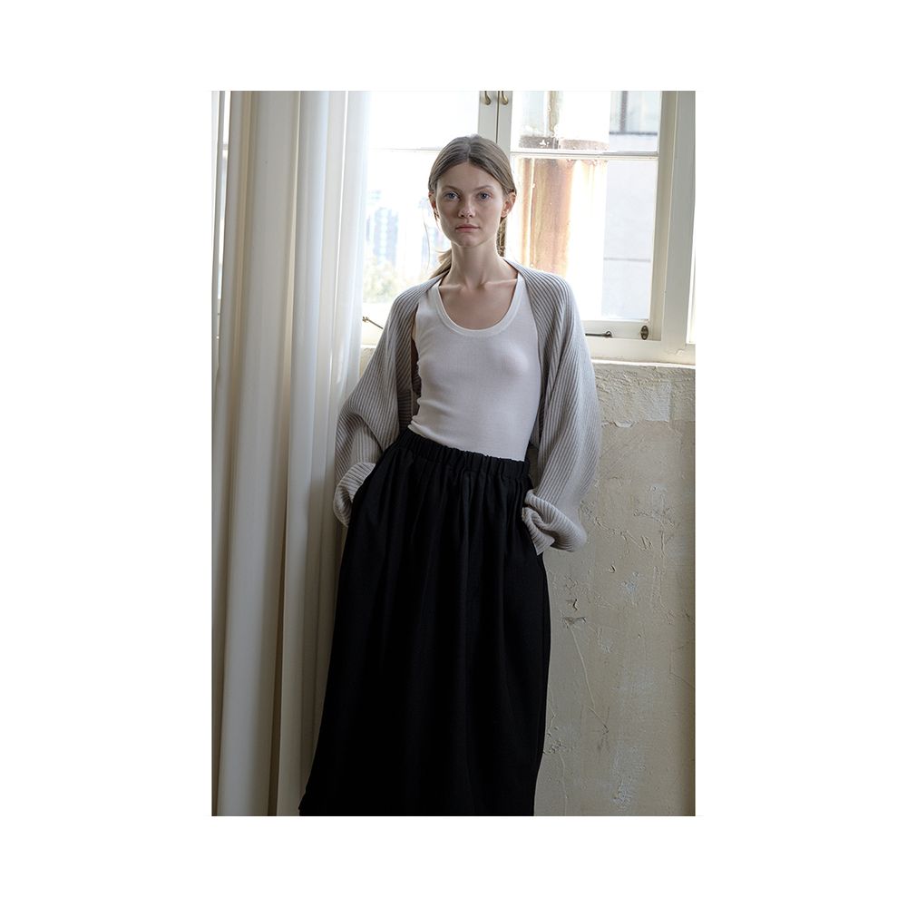 Whitecube pure wool knitted cardigan with cloud like texture paired with shawl scarf French blogger outfit for women image 10