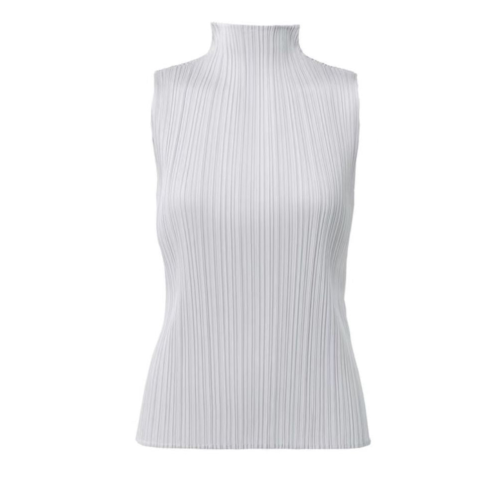 2025 Half High Collar Wrinkled Sleeveless Bottom T shirt Wrinkled Miyake Wind Pressure Wrinkled Slim Fit Versatile Vest Women s Summer image 6
