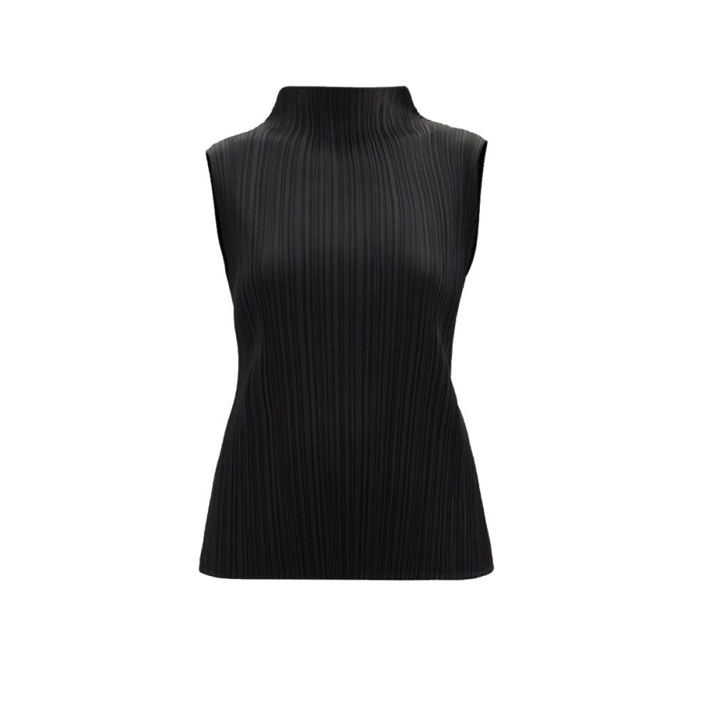 2025 Half High Collar Wrinkled Sleeveless Bottom T shirt Wrinkled Miyake Wind Pressure Wrinkled Slim Fit Versatile Vest Women s Summer image 8