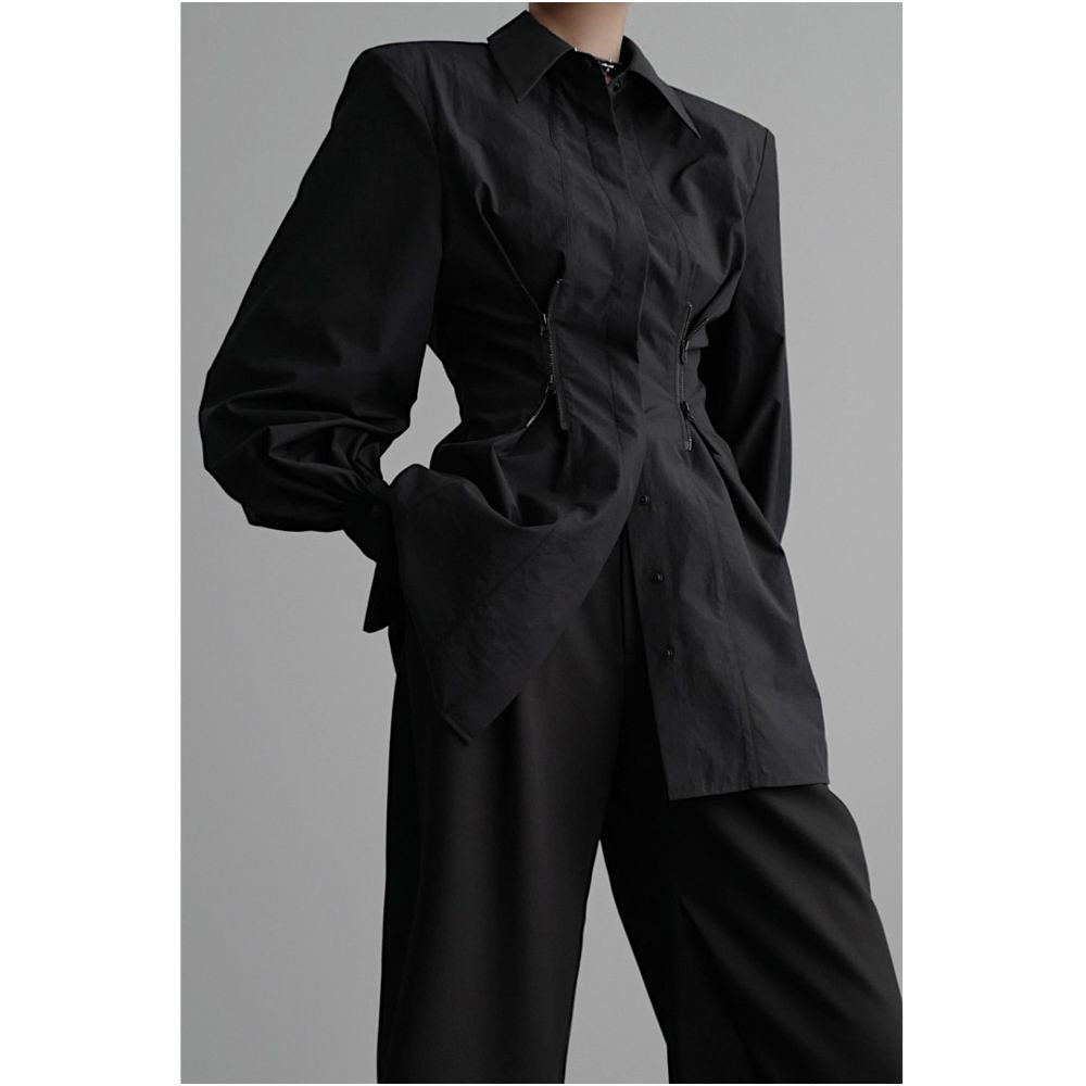 Wuyihuanxiang x Chentaitai zippered long sleeved waist shirt image 14