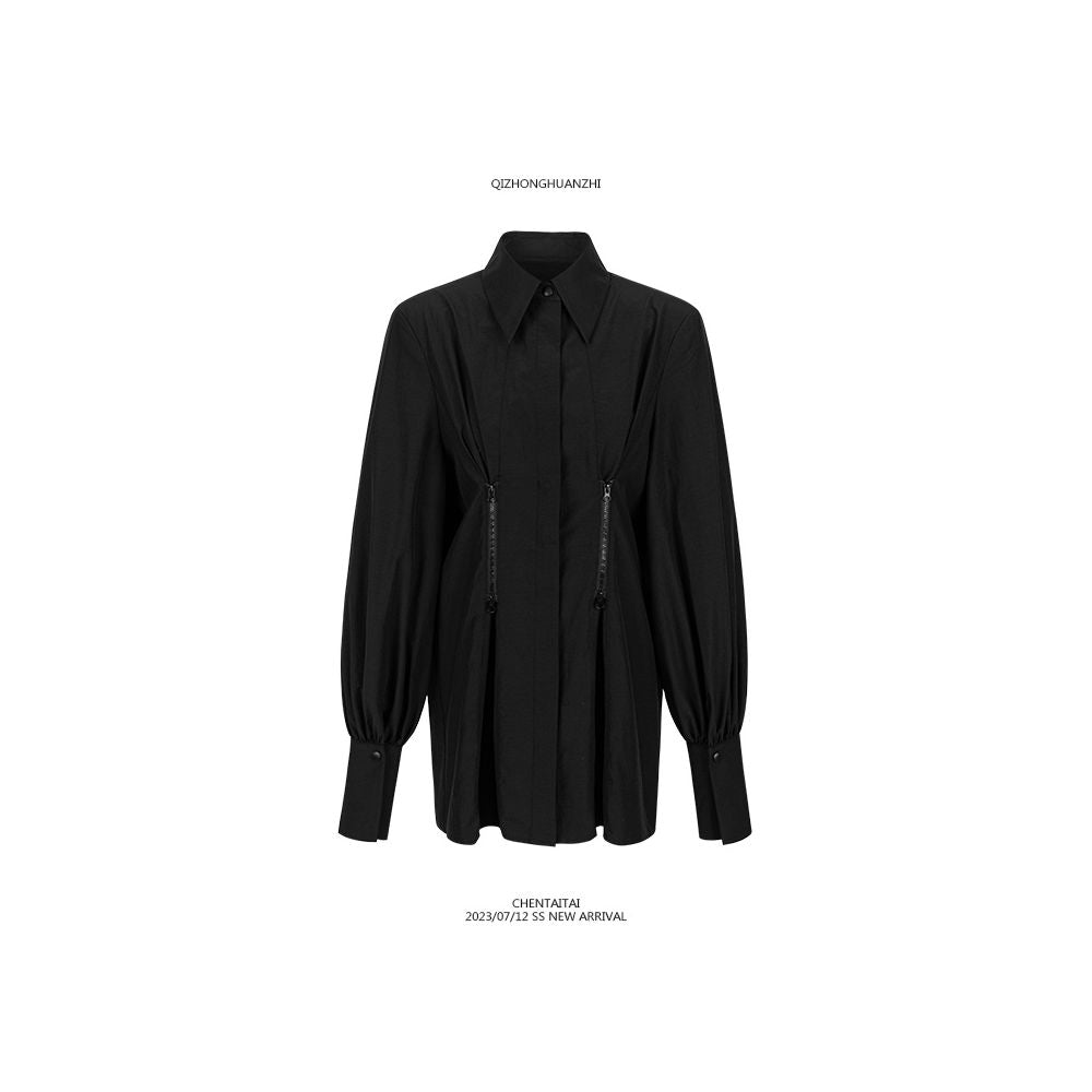 Wuyihuanxiang x Chentaitai zippered long sleeved waist shirt image 5