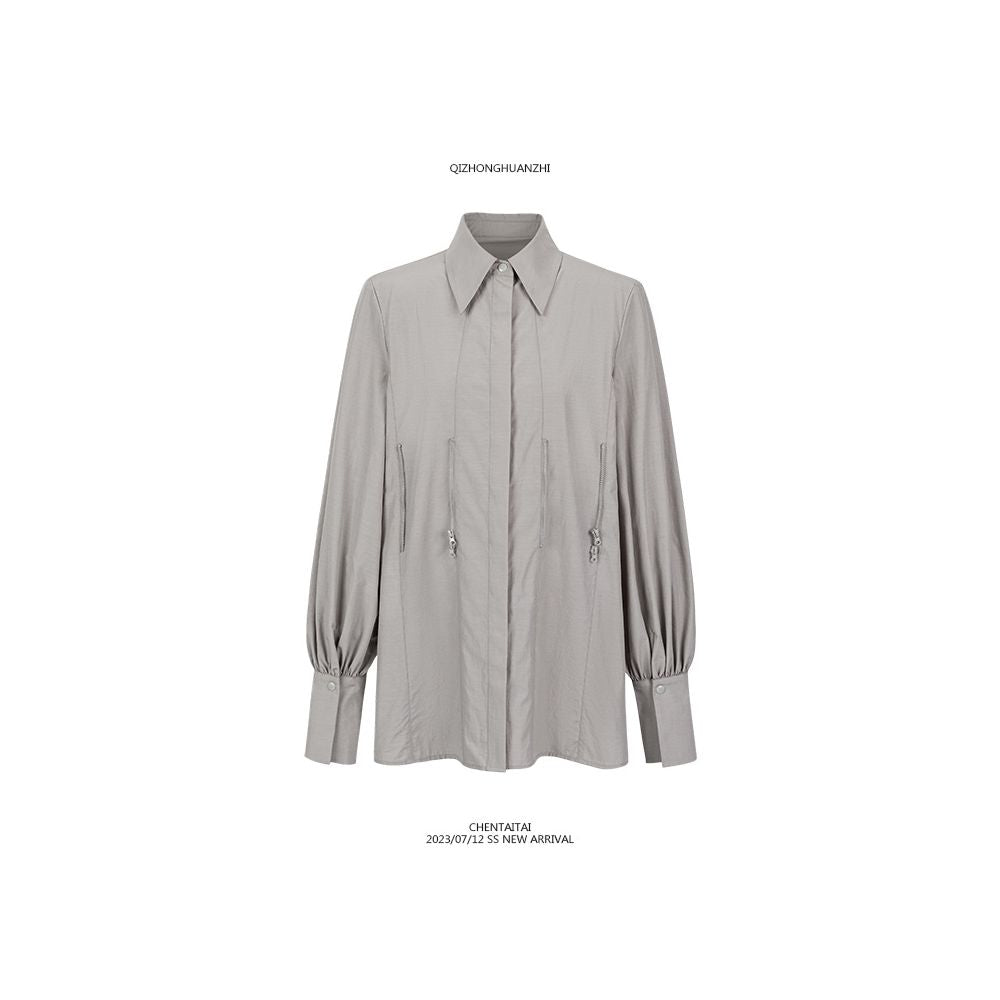 Wuyihuanxiang x Chentaitai zippered long sleeved waist shirt image 12