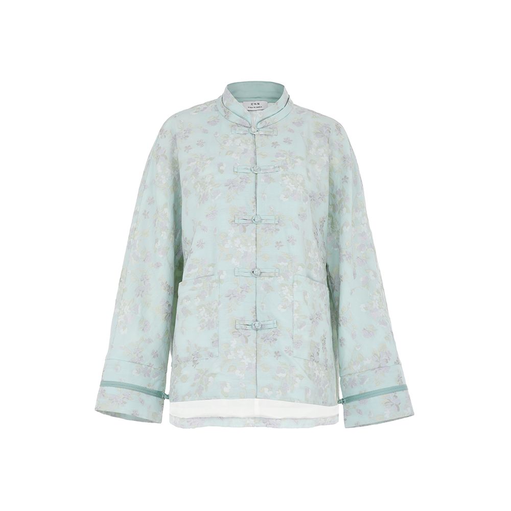 Celebrity same style flower and tree deep Chinese style Tang suit jacket jacquard tea suit women s improved stand up collar new Chinese style top image 23