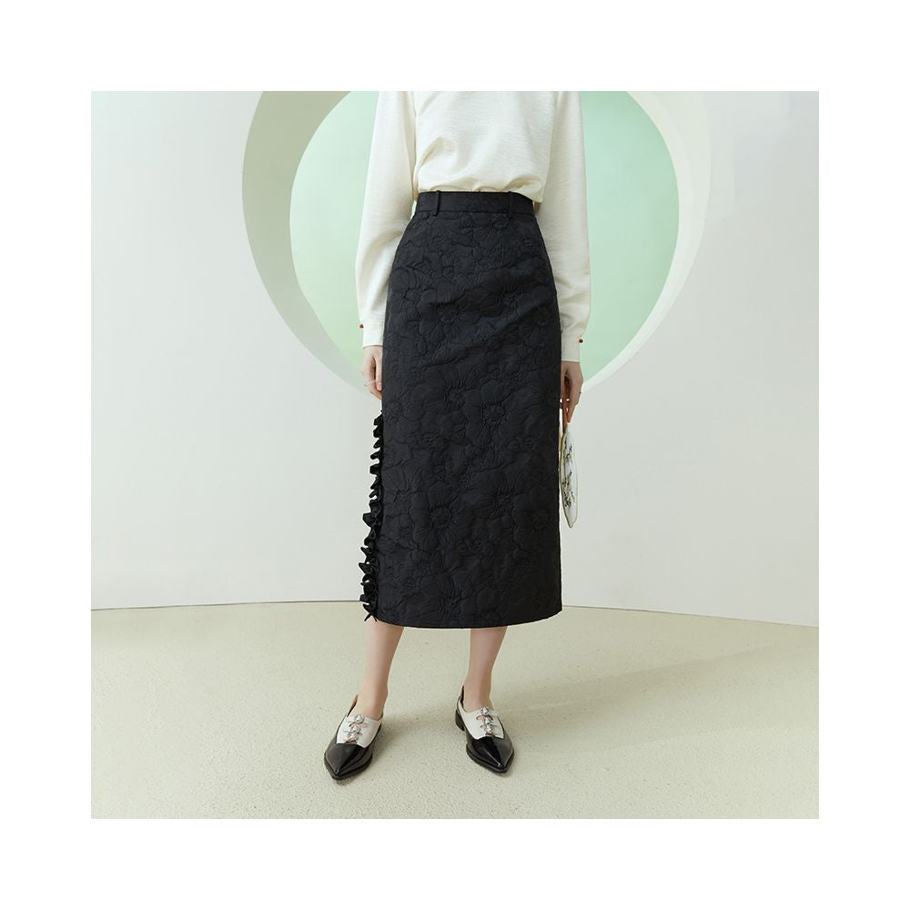 Fan Silan En New Chinese Light National Style Black Jacquard Half length Skirt for Women Spring and Autumn High Waist Split Straight Tube Skirt 1067 image 11