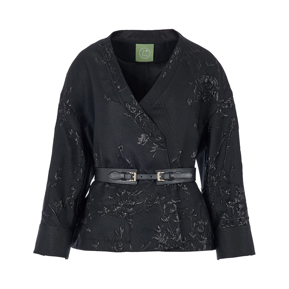 Sun Li s same style flower and tree deep Chinese style jacquard jacket for women women s short style diagonal collar new Chinese style women s clothing waist cinching top image 15