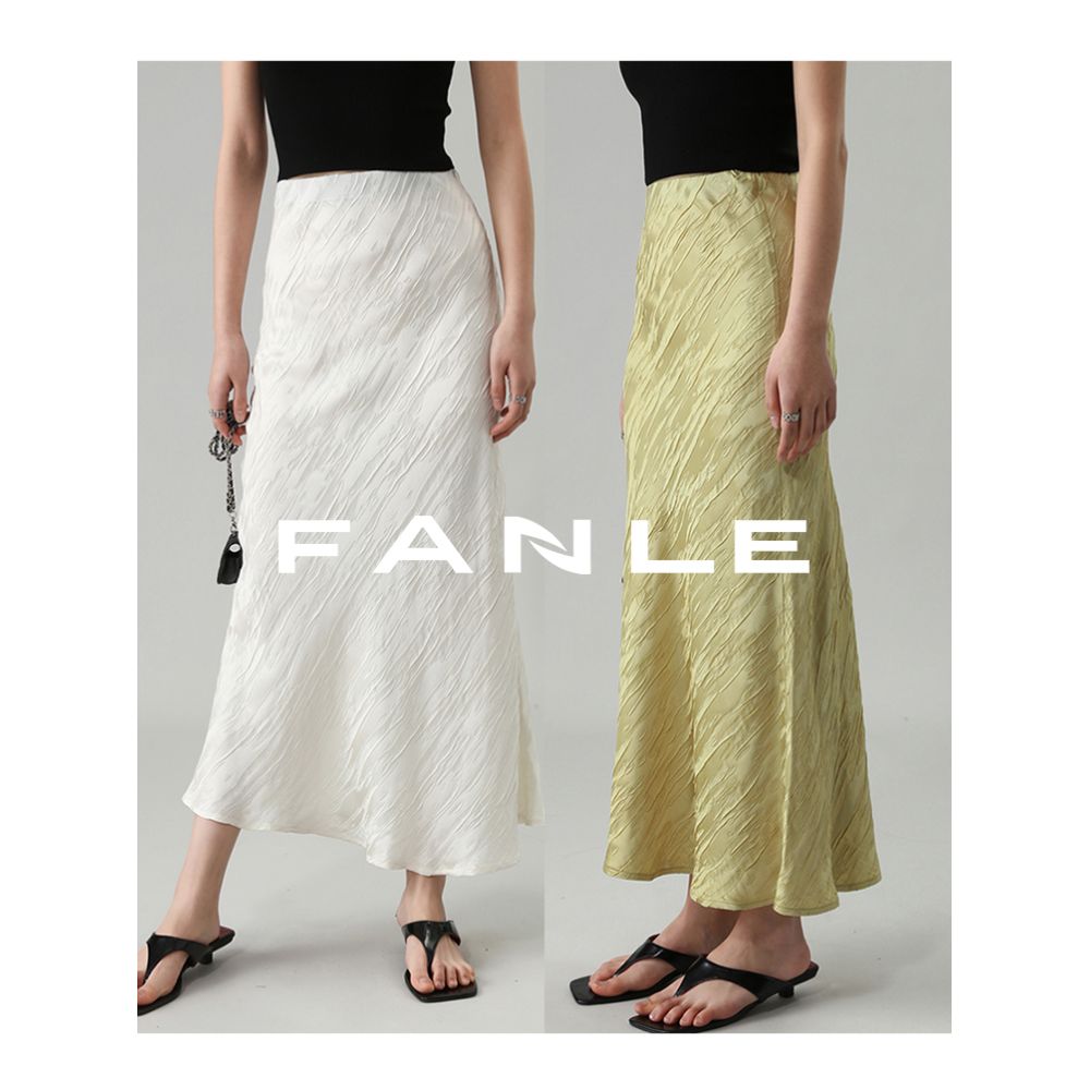 FANLE STUDIOS Imported Jacquard Acetic Acid Anti Wrinkle Slimming High Waist Fish Tail Medium length Chinese Half length Skirt for Women image 1