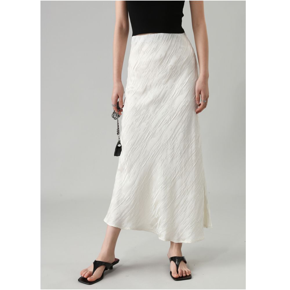 FANLE STUDIOS Imported Jacquard Acetic Acid Anti Wrinkle Slimming High Waist Fish Tail Medium length Chinese Half length Skirt for Women image 8