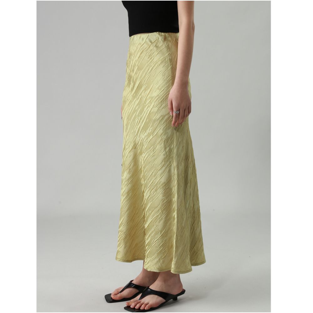 FANLE STUDIOS Imported Jacquard Acetic Acid Anti Wrinkle Slimming High Waist Fish Tail Medium length Chinese Half length Skirt for Women image 20