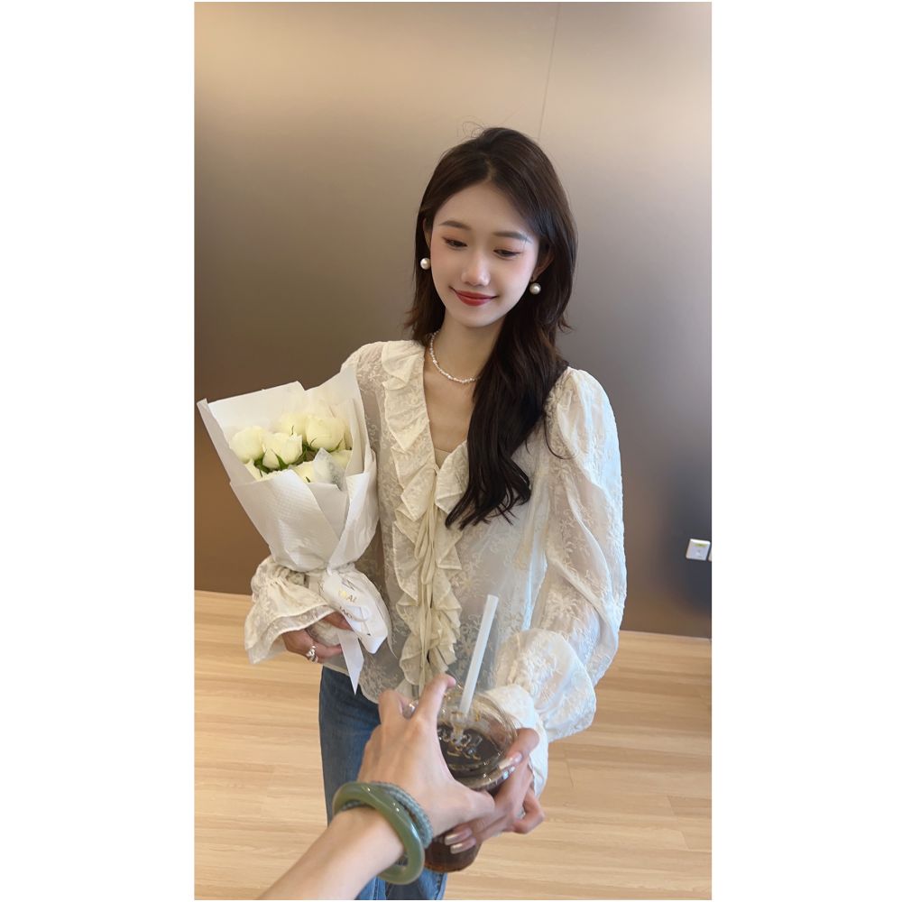 Qiqijia Rice White Lotus Leaf Collar Strap Three Dimensional Embroidered Top 2024 Autumn New Chinese Embroidered Top for Women image 7