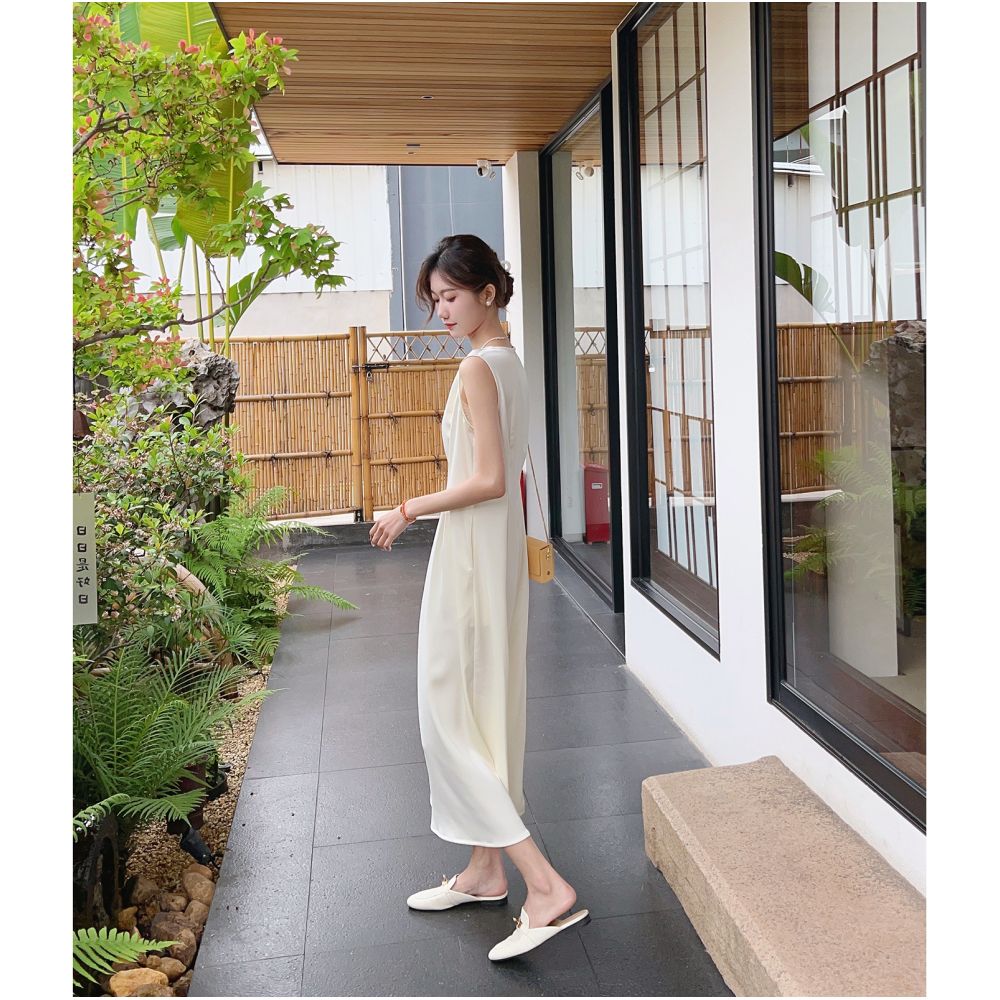 Qiqijia Rice Apricot Embroidered Double Plate Buckle Chinese Style Lining Dress 2024 Summer New Collection Stand Collar Two Piece Dress for Women image 14