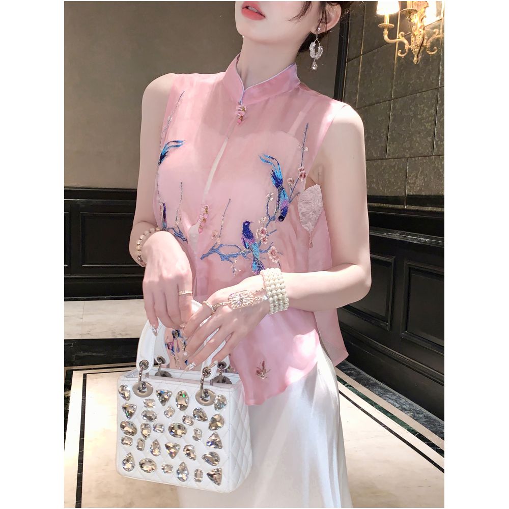 Broken code picking up leaks Yu Xiaoxiao likes to climb onto the branches heavy weight new Chinese style mulberry silk jacket 2025 new style image 0