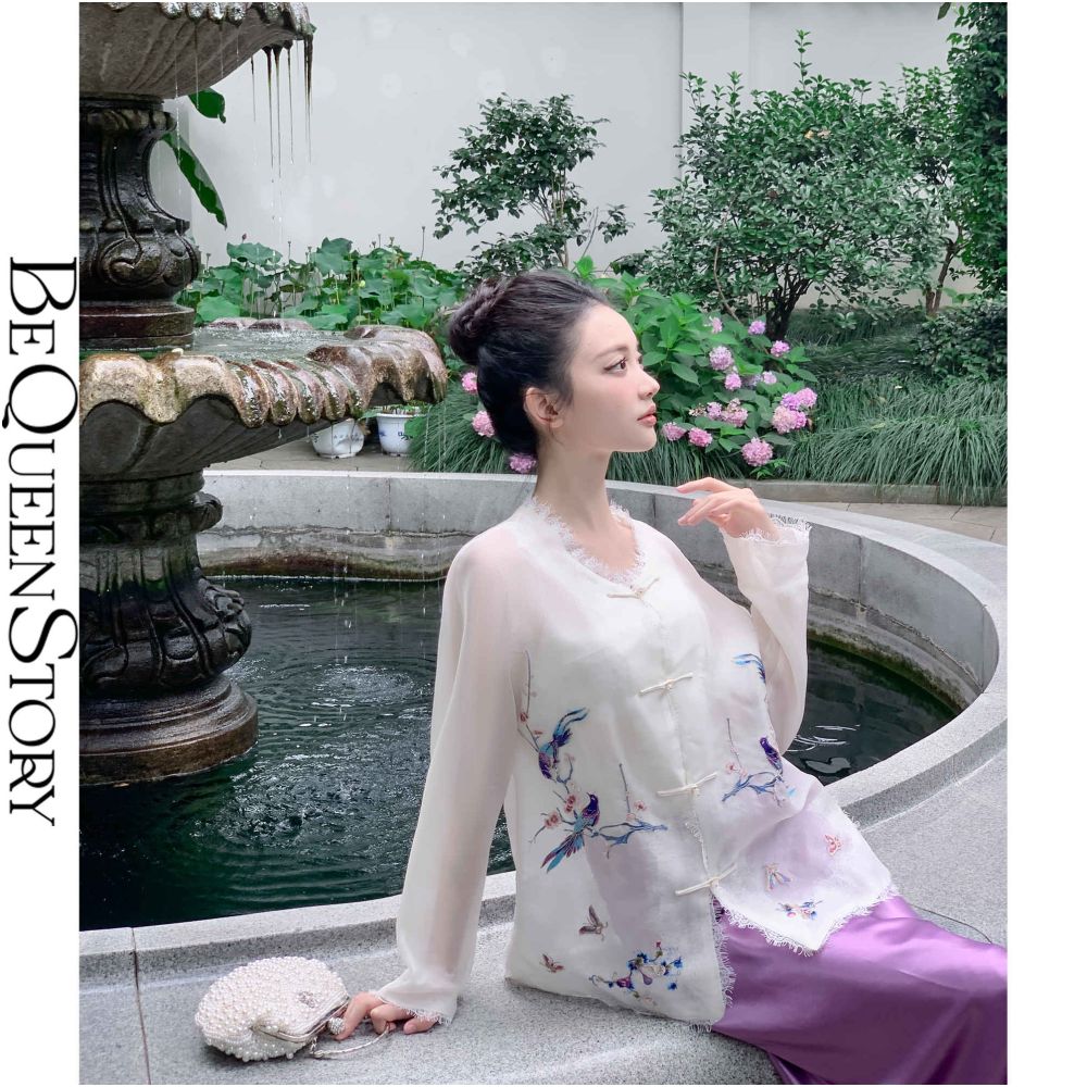Broken code picking up leaks Yu Xiaoxiao likes to climb onto the branches heavy weight new Chinese style mulberry silk jacket 2025 new style image 18