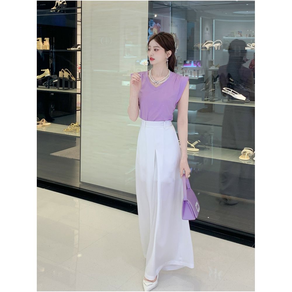 Broken size and leak detection Yu Xiaoxiao a female celebrity with a loose and flowing personality wide leg casual pants 2025 new style image 4