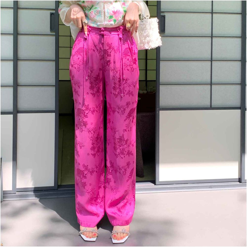 Broken code and leak detection Yu Xiaoxiao national cool pants handmade buckle casual pants heavyweight straight leg long pants image 28