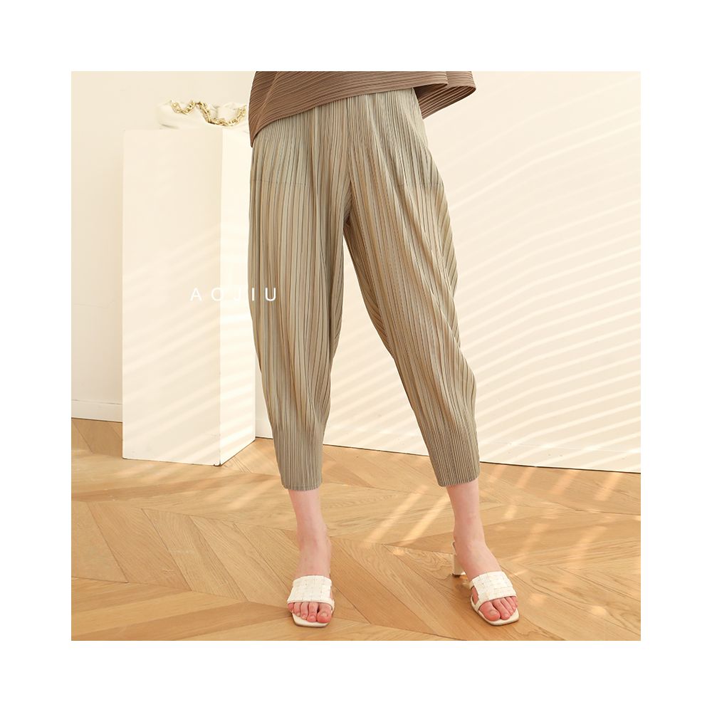 Ao Jiu San Zhai Folded Small Legged Pants for Women 2024 Spring Summer New Style Loose and Slim Hundred Fold Casual Haren Pants Long Pants image 5