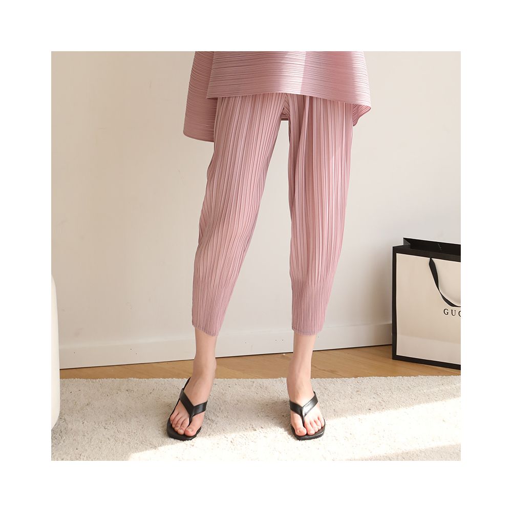Ao Jiu San Zhai Folded Small Legged Pants for Women 2024 Spring Summer New Style Loose and Slim Hundred Fold Casual Haren Pants Long Pants image 6