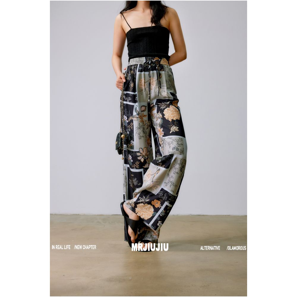 MR 99 Flower Shadow Floating World Picture Exclusive National Gift 6A Grade Silk Tulip Twill Air Pants Skirts image 9