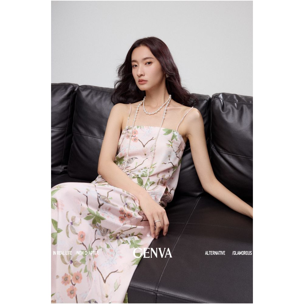 ASAYA2304 Flower shadow Ukiyo Silk Twill Air Skirt