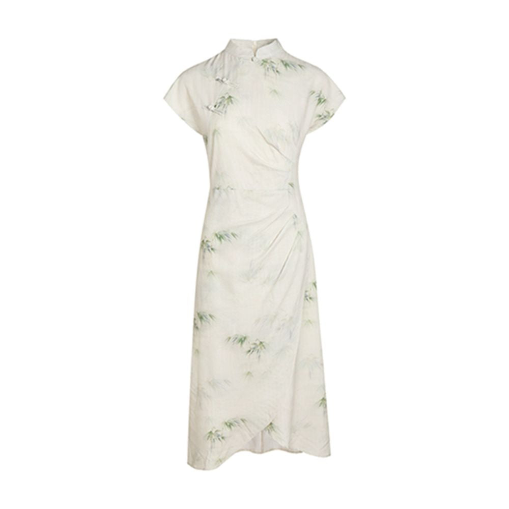 Srose Bamboo Noise Original New Chinese Retro Folding Short sleeved Cheongsam Skirt Improved Design Chinese Style Dress image 7