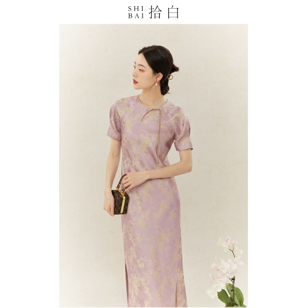 SHIBAI Shibai new Chinese style dress original national style women s elegant yellow skirt female tea service daily commuting image 14