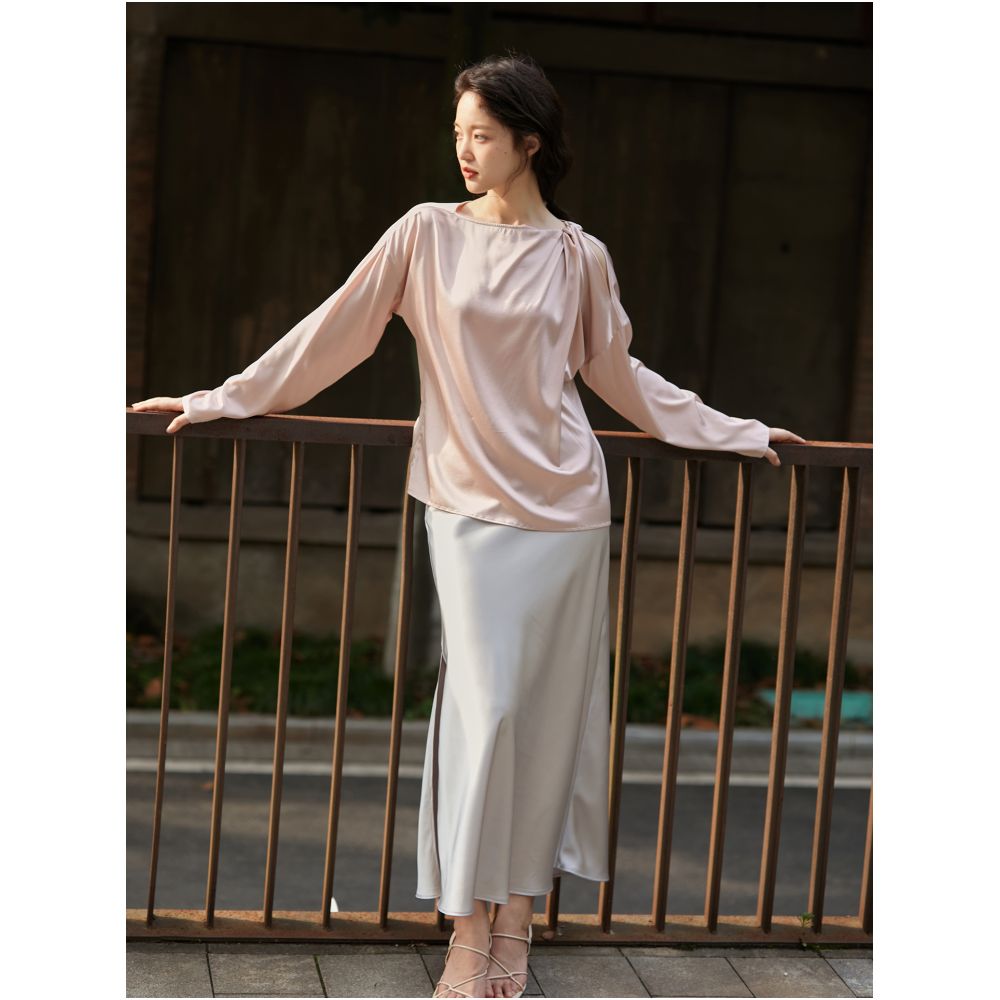 19mm stretch satin silk three dimensional style shirt suitable for daily wear image 11