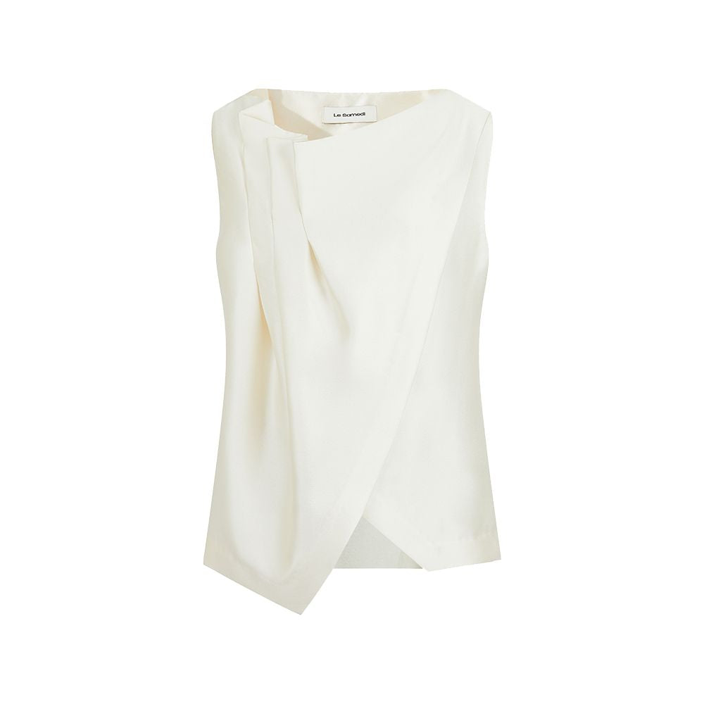 Le Samedi Half Familiar Lover R0W Wind Stacked Design Silk Luxury Date Tank Top Half Skirt Set image 28