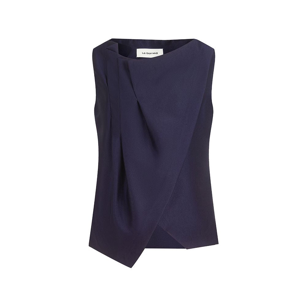 Le Samedi Half Familiar Lover R0W Wind Stacked Design Silk Luxury Date Tank Top Half Skirt Set image 10