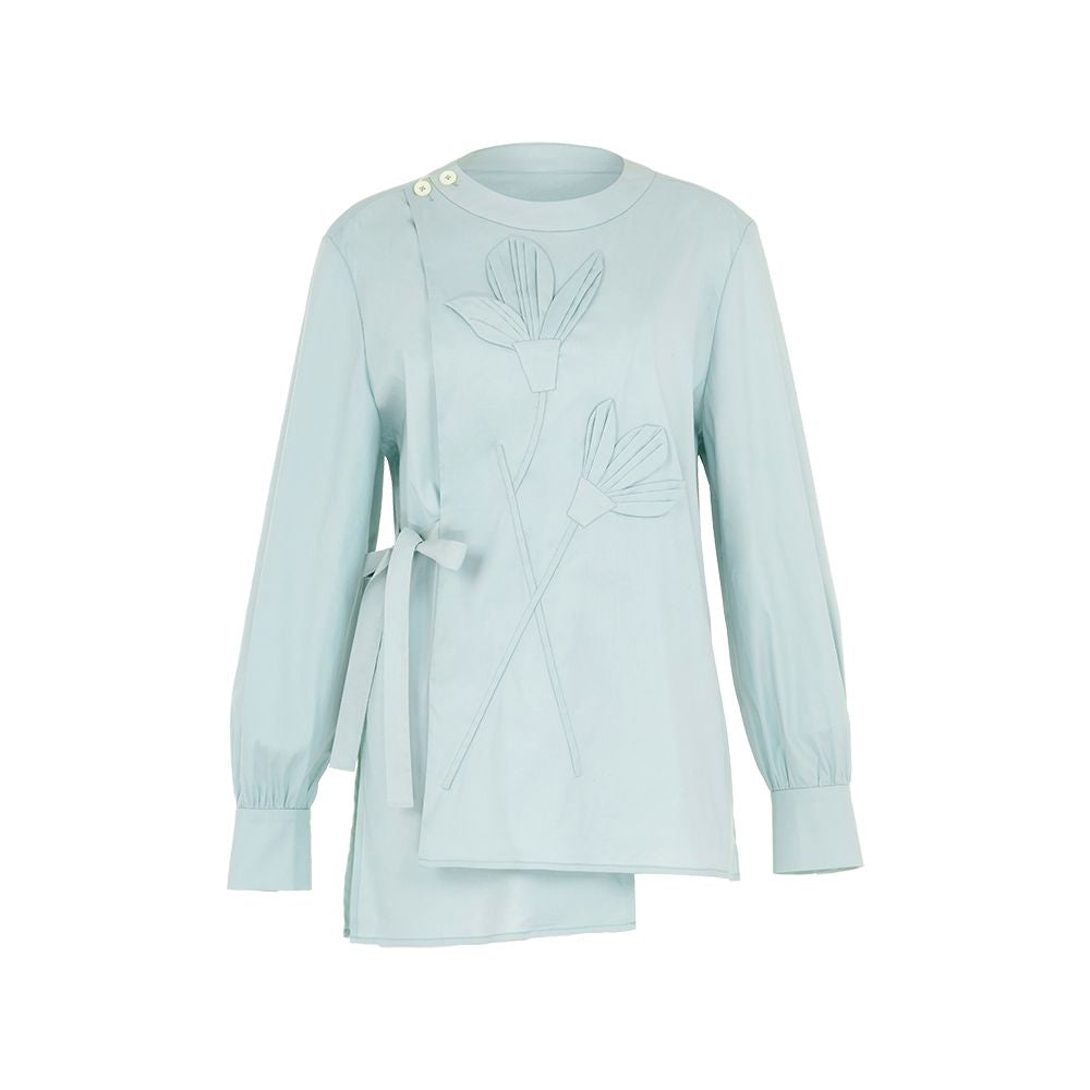 Blogger s handmade origami magnolia flower shirt new Chinese style improved top floral and deep designer shirt image 21