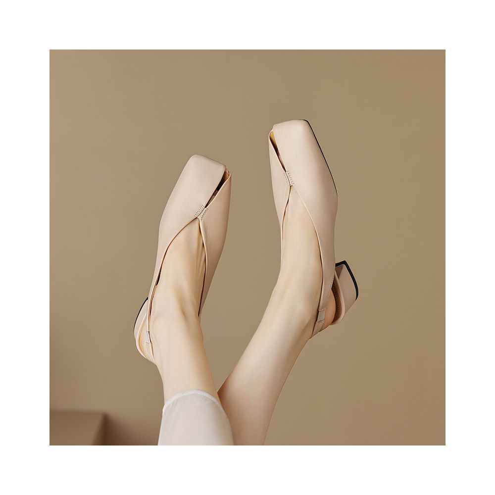 New strong promotion Extremely simple style niche design hollow toe sandals for women s summer leisure retro thick heels and empty shoes at the back image 4