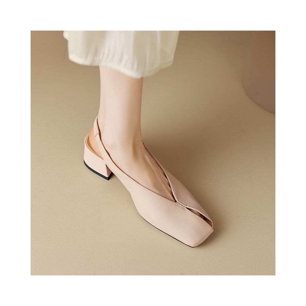 New strong promotion Extremely simple style niche design hollow toe sandals for women s summer leisure retro thick heels and empty shoes at the back image 26