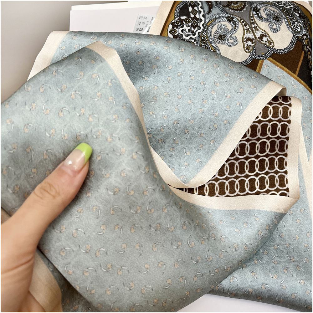 CKDH 100 mulberry silk silk scarf suitable for spring summer and autumn paired with a versatile shirt Green double sided long strip ribbon for women image 19