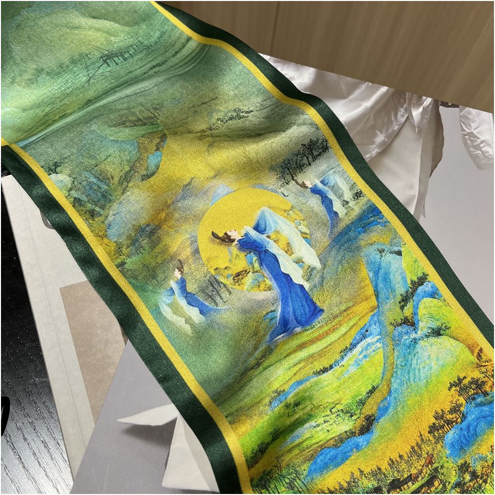CKDH 100 mulberry silk silk scarf suitable for spring summer and autumn paired with a versatile shirt Green double sided long strip ribbon for women image 29