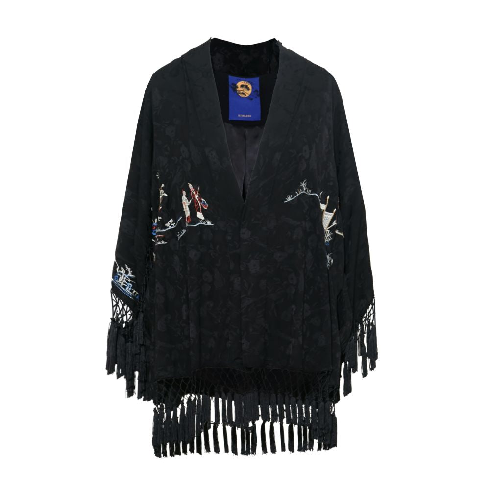 RIMLESS borderless garden scenery embroidered jacquard cardigan original niche design with tassel edge jacket image 6