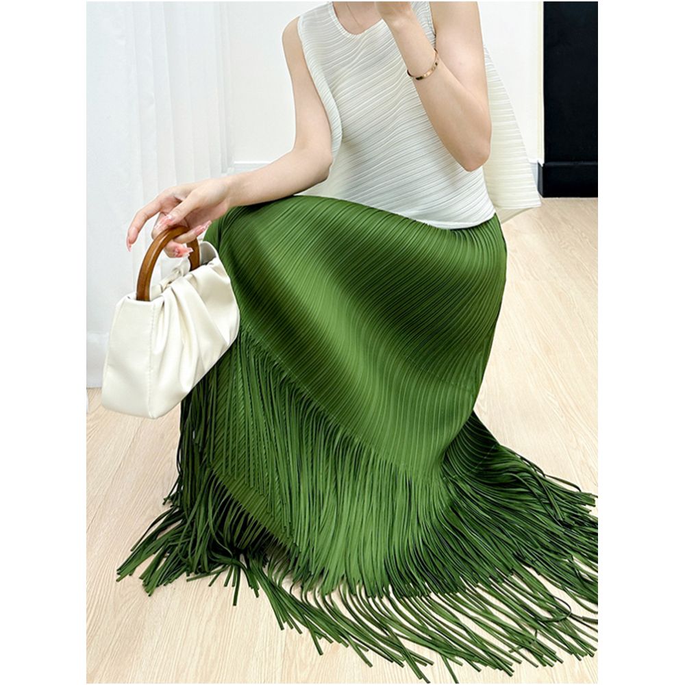 Homestay pleated foreign trade skirt children s 2025 summer new high end casual simple versatile slimming tassel skirt image 1