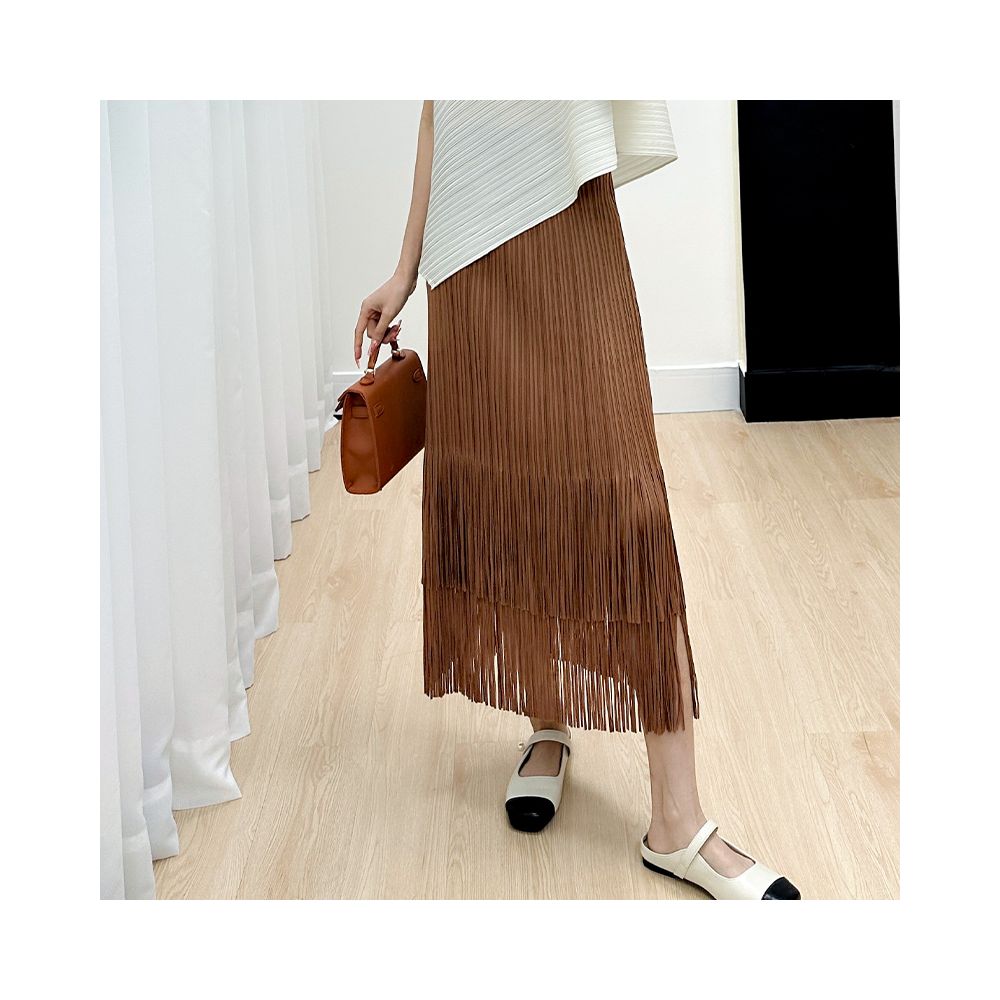 Homestay pleated foreign trade skirt children s 2025 summer new high end casual simple versatile slimming tassel skirt image 12