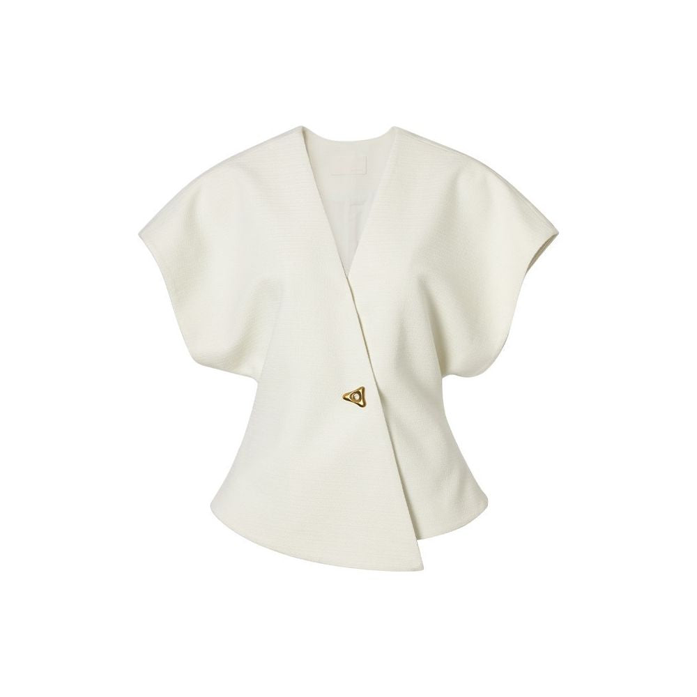In stock Mogas cool and elegant temperament slim waist one button asymmetrical suit sleeveless vest for women image 27
