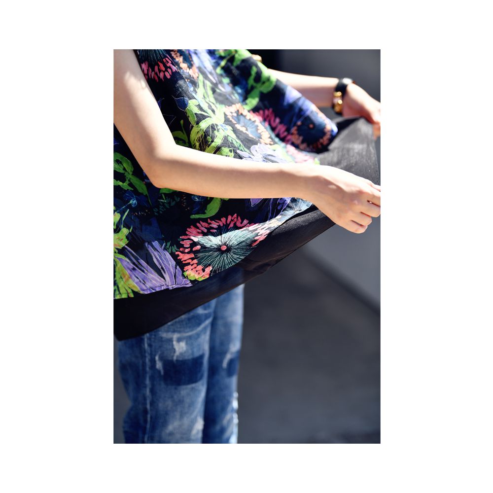Free shipping B0119 artistic leisure simple ramie print small round neck short double layered vest A line sleeveless small shirt for women image 9