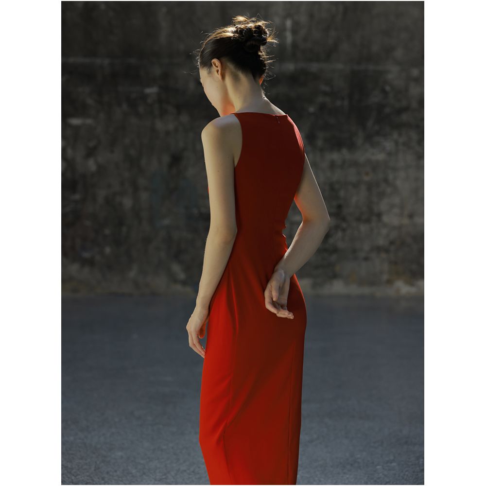 Cerfmia Little Deer Mia Tiffany French Strap Medium length Dress Summer Bride Engagement Red Dress Toast Dress image 3