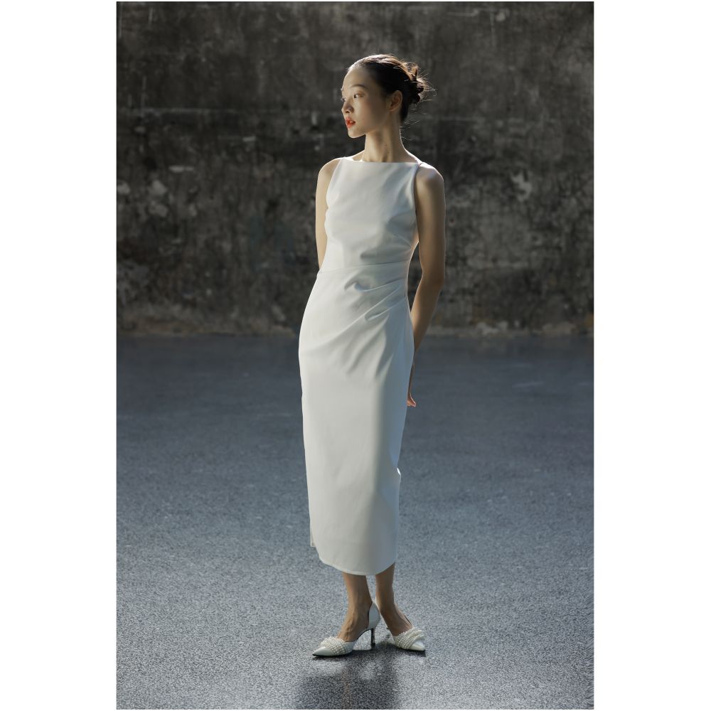 Cerfmia Little Deer Mia Tiffany French Strap Medium length Dress Summer Bride Engagement Red Dress Toast Dress image 5