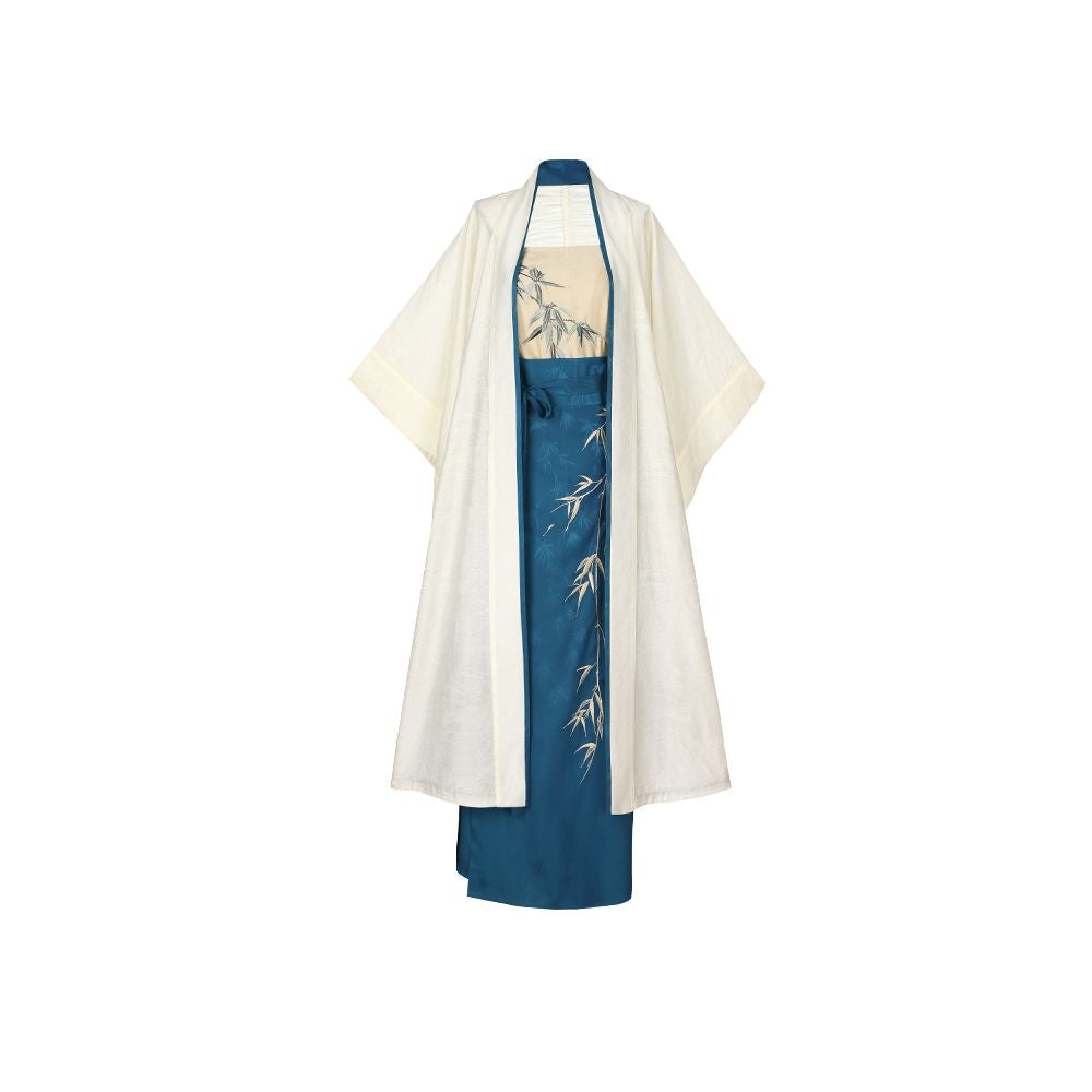 Dream Bamboo Language Chinese Style Original Song Dynasty Spinning Skirt Three Piece Set Changgan Temple Tencel Jacquard Embroidery Bamboo Daily Hanfu image 52