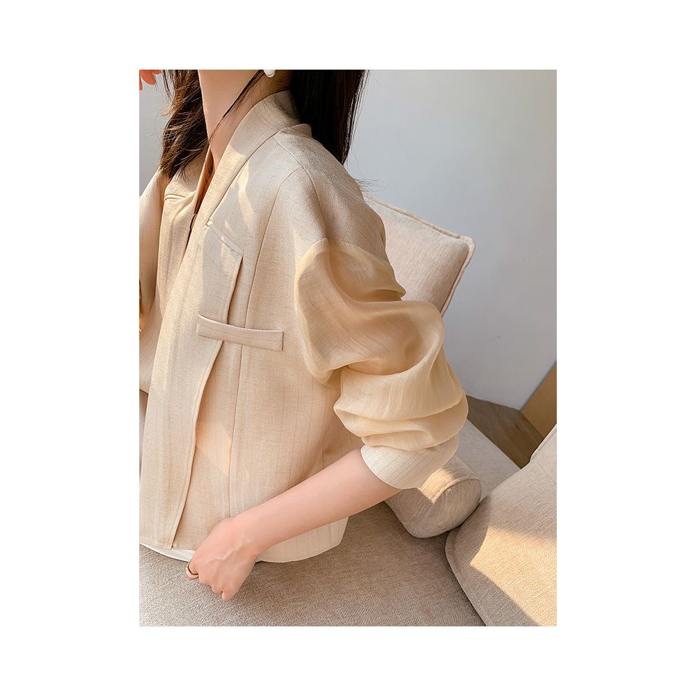 Light luxury design temperament women s top 2025 summer new splicing mesh small fragrant wind sunscreen short thin jacket cardigan image 11