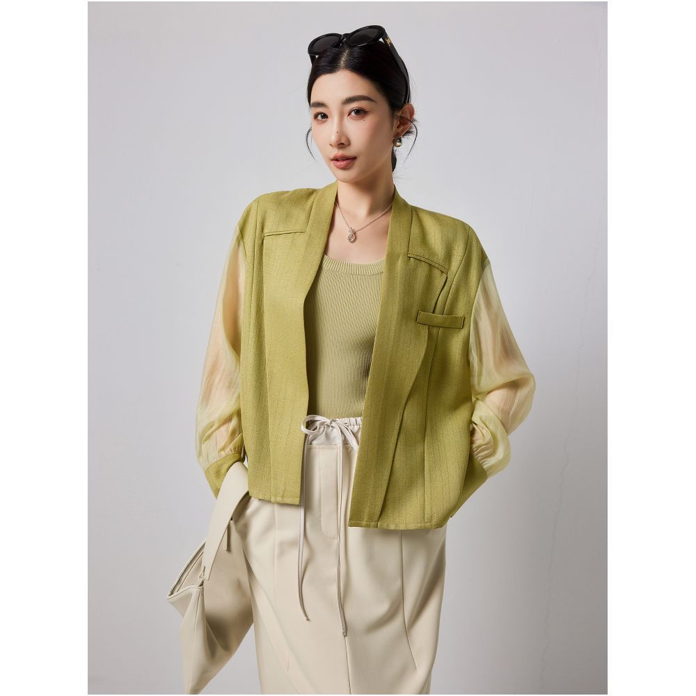 Light luxury design temperament women s top 2025 summer new splicing mesh small fragrant wind sunscreen short thin jacket cardigan image 13