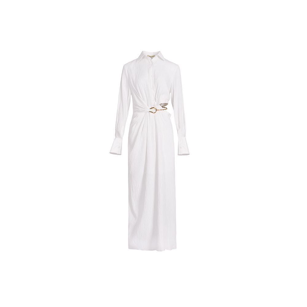 AEL original custom asymmetrical hollow waist dress autumn new style French white temperament shirt skirt for women image 10