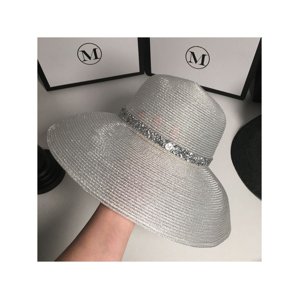 New Sunscreen Silver Wire Sunshade Hat for Women s Summer Trendy Versatile Foldable Straw Hat Summer Beach Travel Dome Fashion Hat image 6