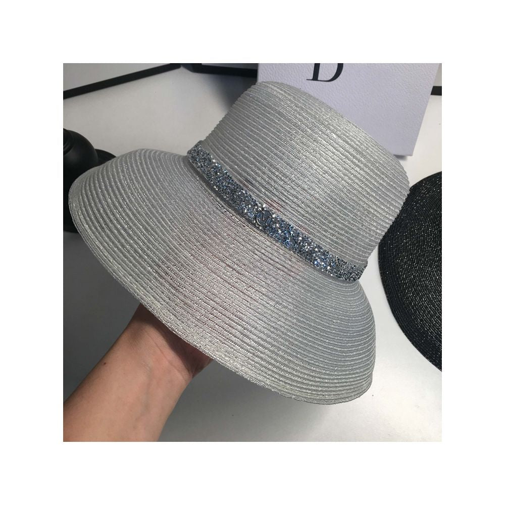 New Sunscreen Silver Wire Sunshade Hat for Women s Summer Trendy Versatile Foldable Straw Hat Summer Beach Travel Dome Fashion Hat image 11