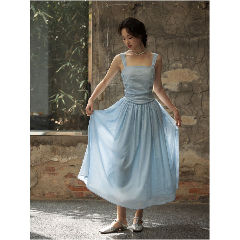 April Day in the Human World White Hemp Cotton Set Retro Curved Waist Strap Skirt Small Lantern Sleeve Shirt for Women image 35