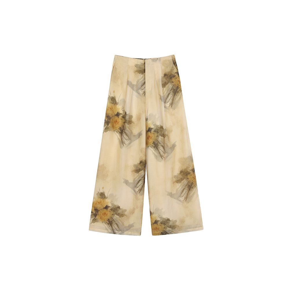 30 off Clear Warehouse Summer Poetry and Prose Ink Pen Flowery Lyocell Loose Printed Strap High Waist Wide Leg Pants Women s Summer image 34