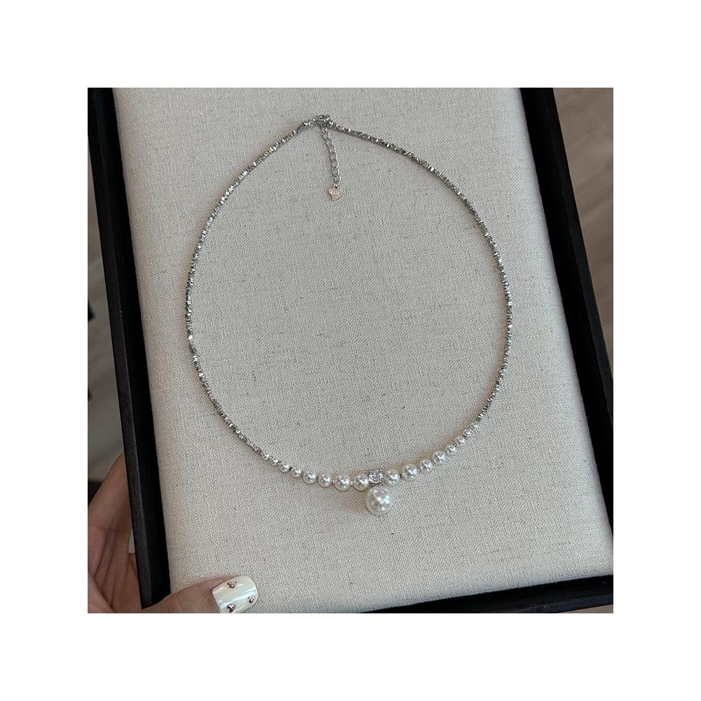 Sugar Fangjia Original Shijia Bright Pearl S925 Sterling Silver Gradient Necklace Niche Design High end Clavicle Chain image 8