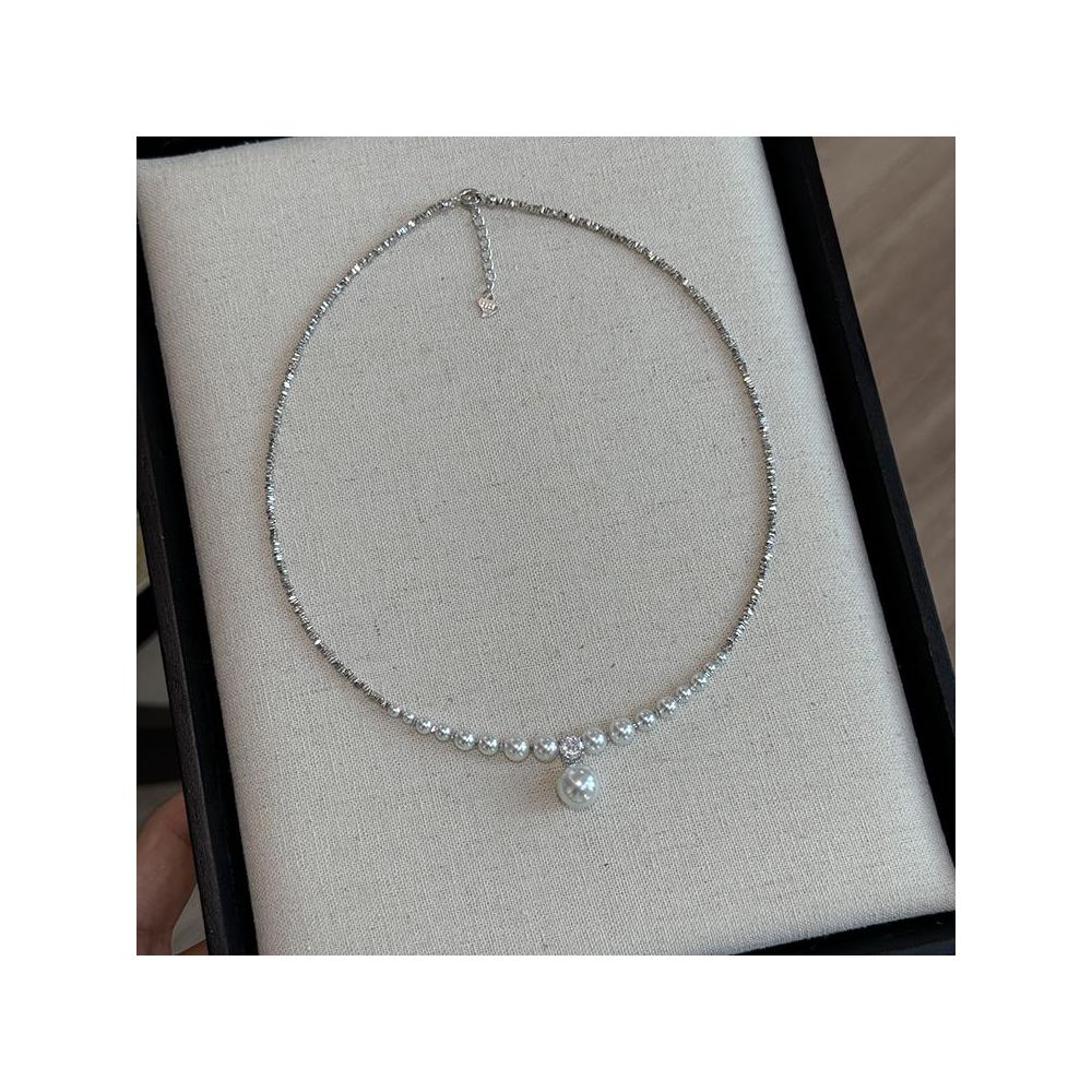 Sugar Fangjia Original Shijia Bright Pearl S925 Sterling Silver Gradient Necklace Niche Design High end Clavicle Chain image 12